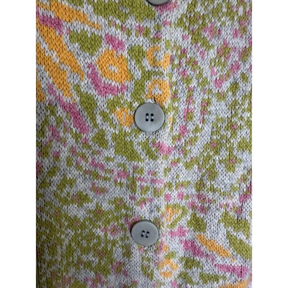 SUNDANCE Multi-Color Pastel Wool Button Down Long Sleeve Sweater Coat Size LG - Picture 5 of 5